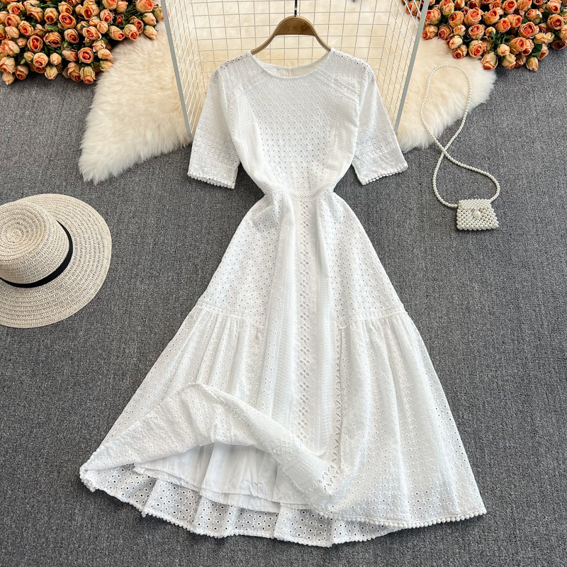 Sweet Lace Short A Line Dress White Fashion Dress RF0162
