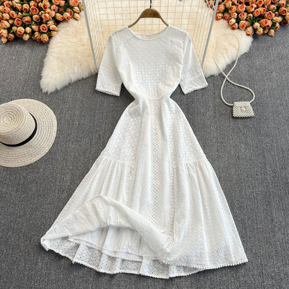 Sweet Lace Short A Line Dress White Fashion Dress RF0162