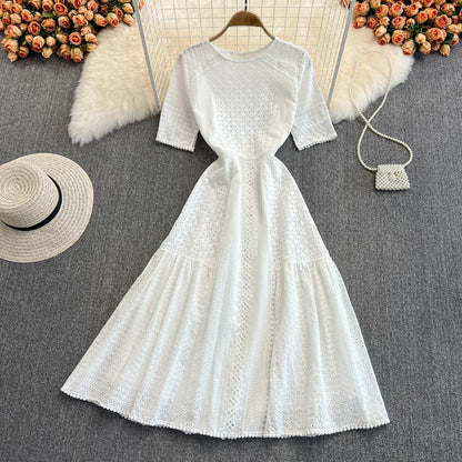 Sweet Lace Short A Line Dress White Fashion Dress RF0162