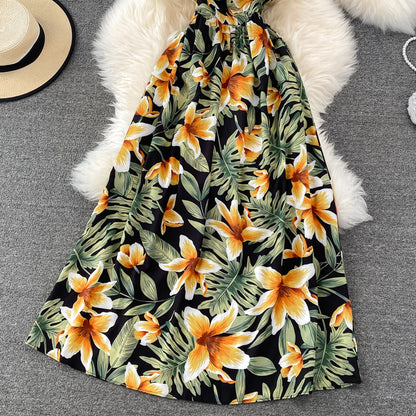 Cute V Neck Floral Dress With Bow Fashion Dress RF0155