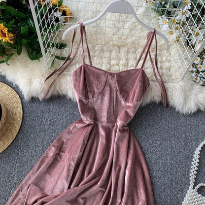 Cute Velvet Short A Line Dress Fashion Dress RF0154