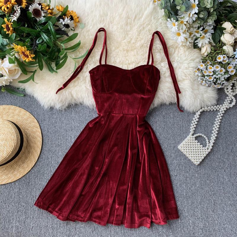 Cute Velvet Short A Line Dress Fashion Dress RF0154