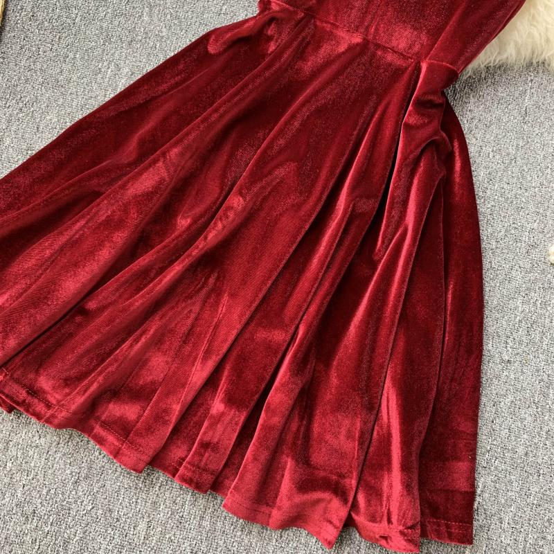 Cute Velvet Short A Line Dress Fashion Dress RF0154