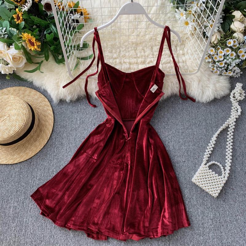 Cute Velvet Short A Line Dress Fashion Dress RF0154