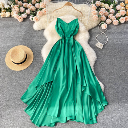 Cute A Line Irregular Dress Green Fashion Dress RF0153