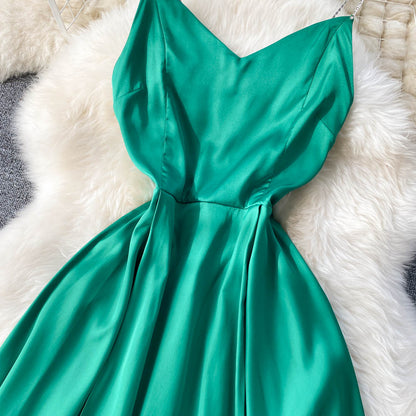 Cute A Line Irregular Dress Green Fashion Dress RF0153