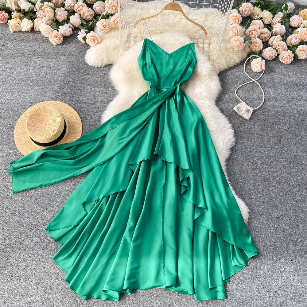 Cute A Line Irregular Dress Green Fashion Dress RF0153