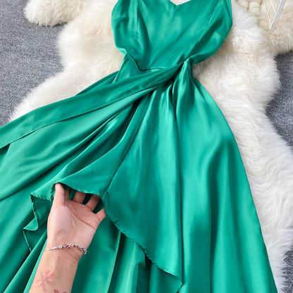 Cute A Line Irregular Dress Green Fashion Dress RF0153