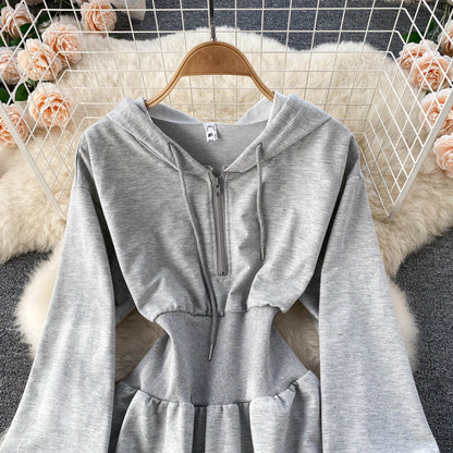 Casual Hooded A Line Dress RF0152