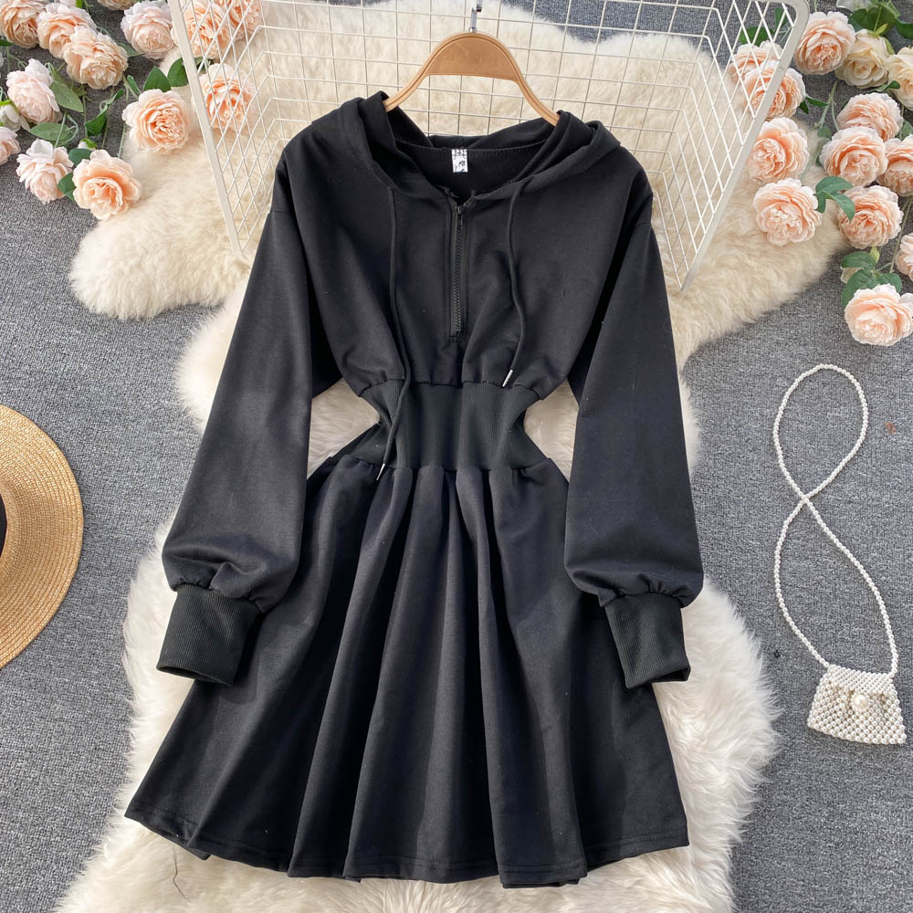 Casual Hooded A Line Dress RF0152