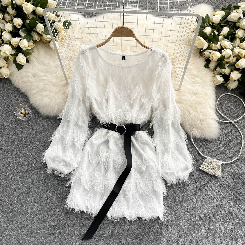 Cute A Line Tassel Long Sleeve Dress Fashion Dress RF0150