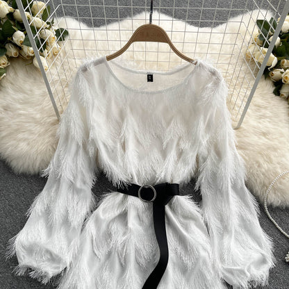 Cute A Line Tassel Long Sleeve Dress Fashion Dress RF0150