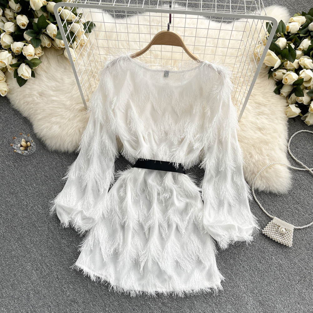 Cute A Line Tassel Long Sleeve Dress Fashion Dress RF0150