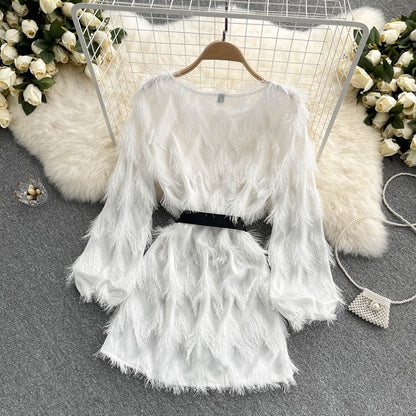 Cute A Line Tassel Long Sleeve Dress Fashion Dress RF0150