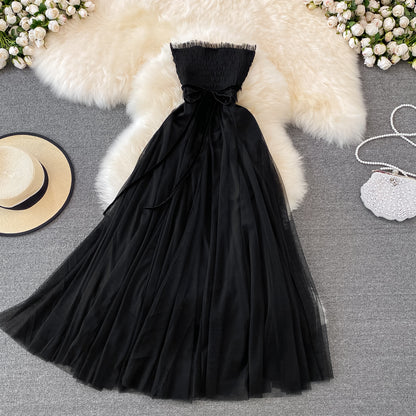 Black Tulle Off Shoulder Dress Fashion Girl Dress RF0143