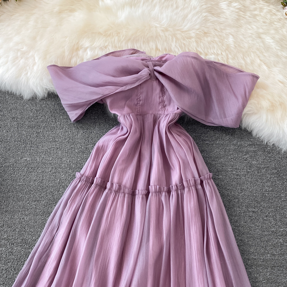 Purple A Line Short Dress Off Shoulder Party Dress RF0142