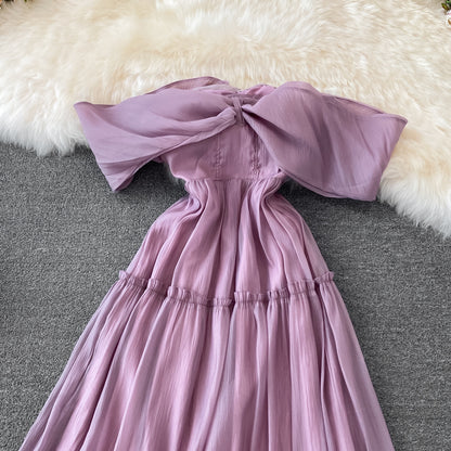 Purple A Line Short Dress Off Shoulder Party Dress RF0142