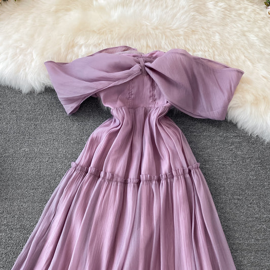 Purple A Line Short Dress Off Shoulder Party Dress RF0142