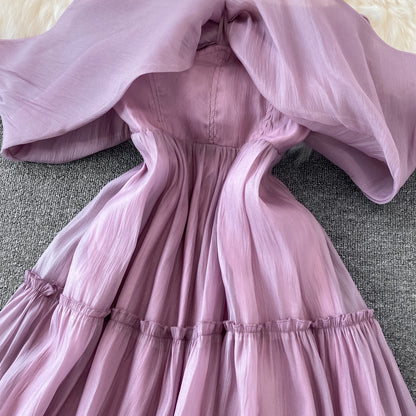 Purple A Line Short Dress Off Shoulder Party Dress RF0142