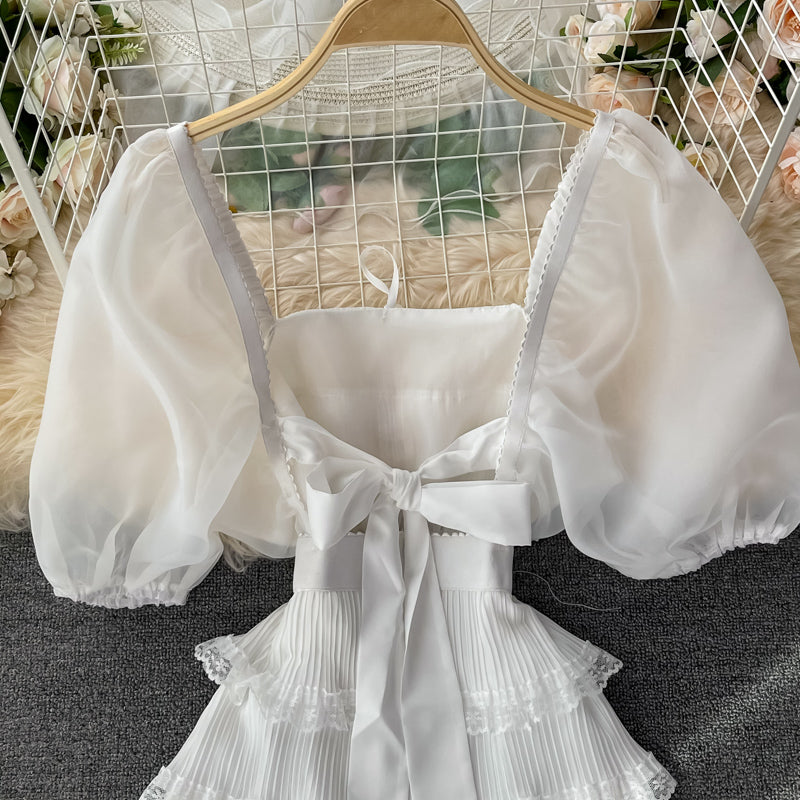 Cute Bow Dress White A Line Fashion Dress RF0136