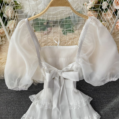 Cute Bow Dress White A Line Fashion Dress RF0136