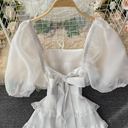 Cute Bow Dress White A Line Fashion Dress RF0136