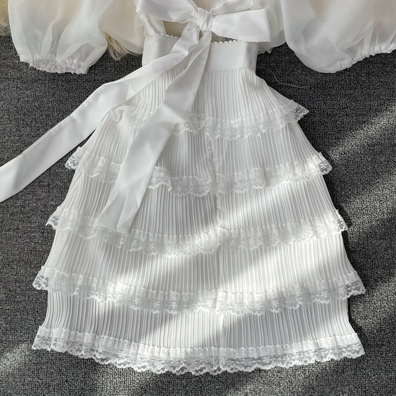 Cute Bow Dress White A Line Fashion Dress RF0136