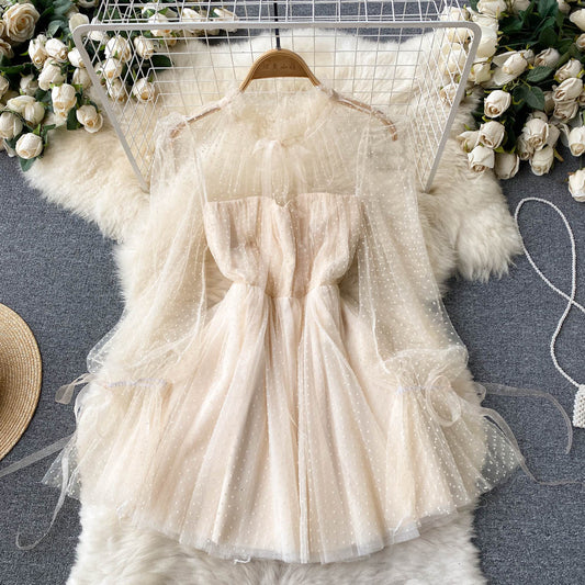 Cute Tulle Long Sleeve Dress A Line Short Dress RF0133