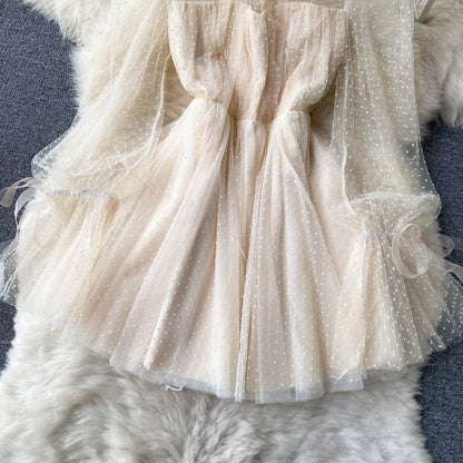 Cute Tulle Long Sleeve Dress A Line Short Dress RF0133