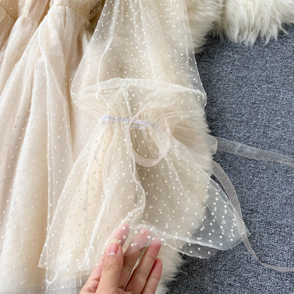 Cute Tulle Long Sleeve Dress A Line Short Dress RF0133