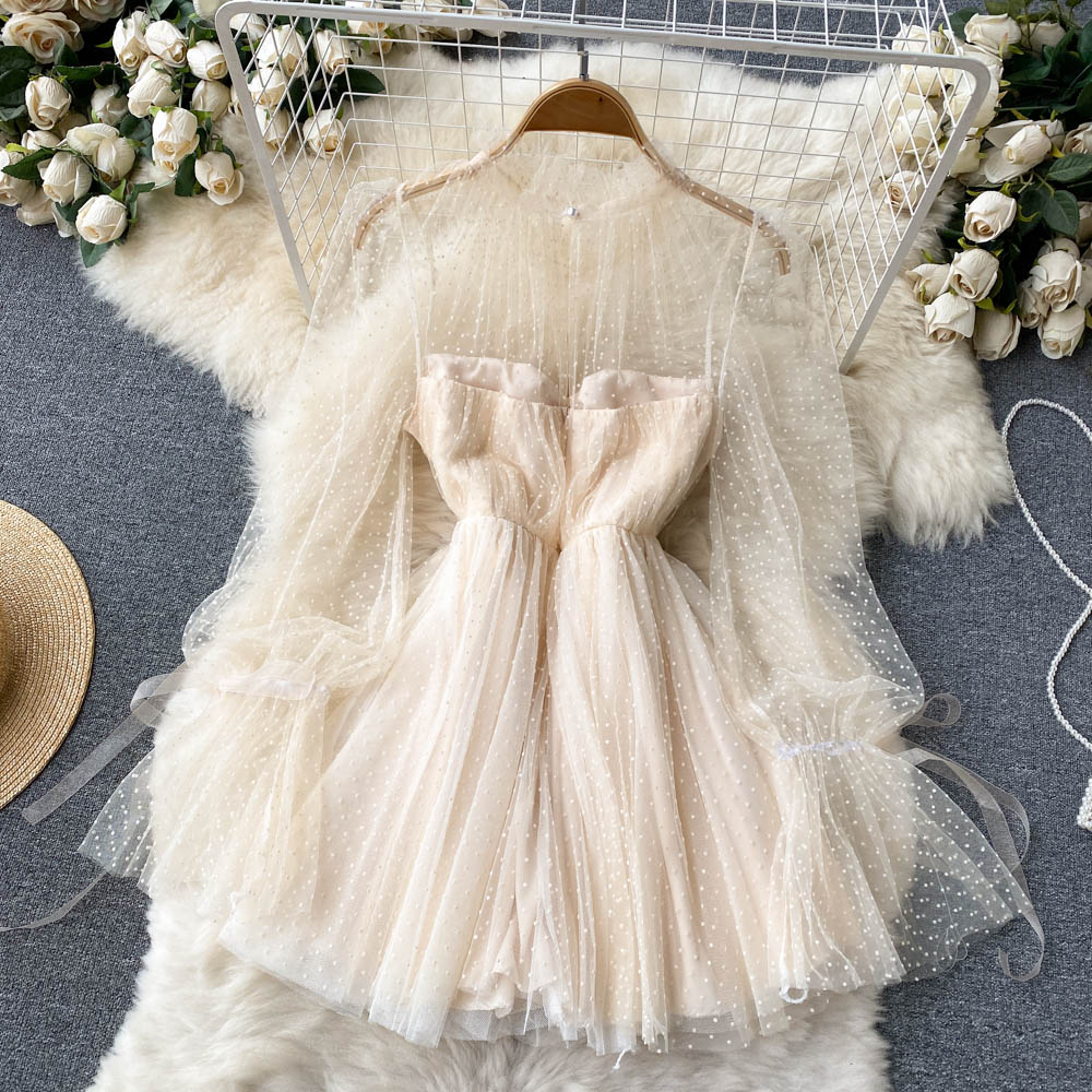 Cute Tulle Long Sleeve Dress A Line Short Dress RF0133