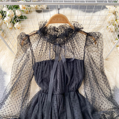 Cute Tulle Long Sleeve Dress A Line Short Dress RF0133