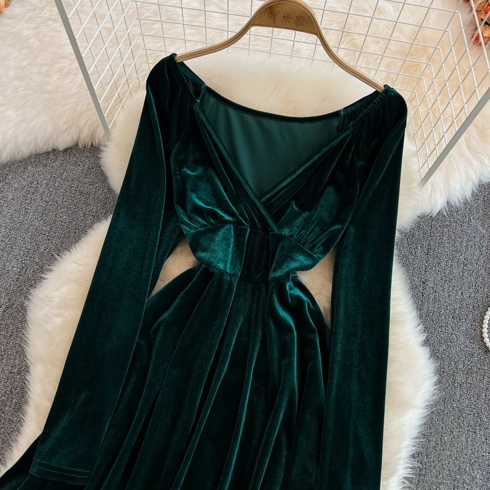 Cute A Line V Neck Long Sleeve Short Dress Fashion Dress RF0130