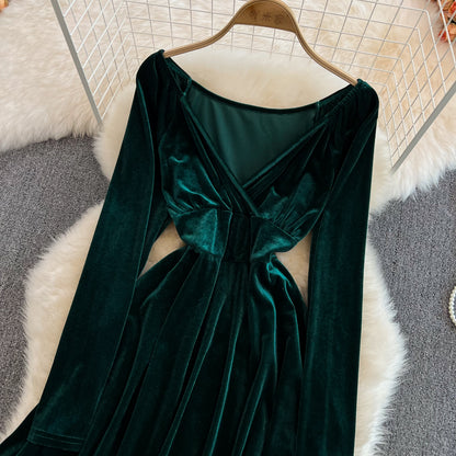 Cute A Line V Neck Long Sleeve Short Dress Fashion Dress RF0130