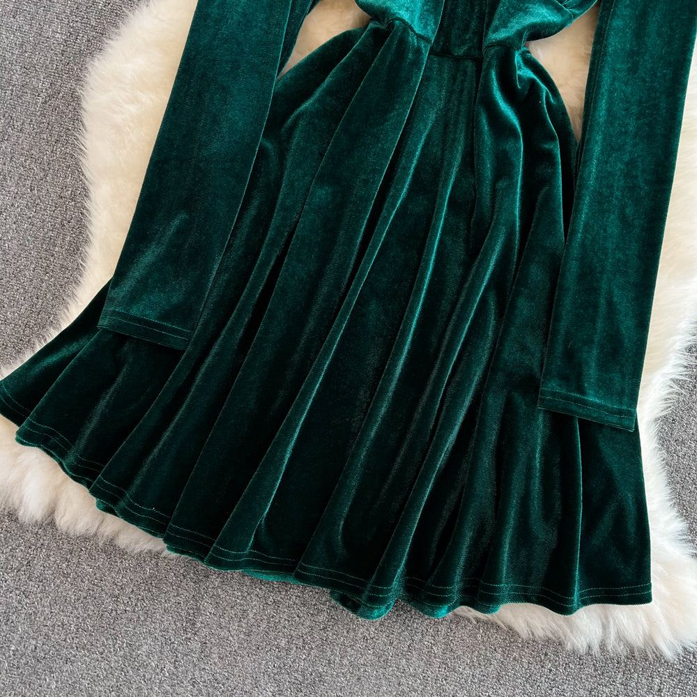Cute A Line V Neck Long Sleeve Short Dress Fashion Dress RF0130
