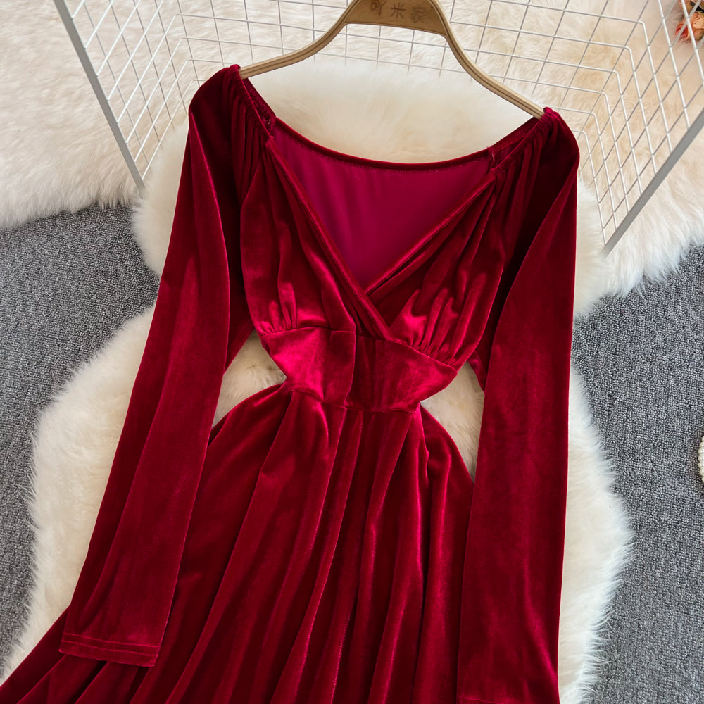Cute A Line V Neck Long Sleeve Short Dress Fashion Dress RF0130