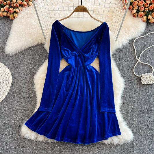 Cute A Line V Neck Long Sleeve Short Dress Fashion Dress RF0130