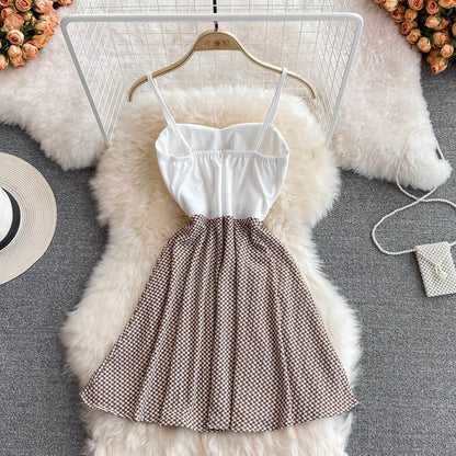 Lovely Spliced A Line Spaghetti Dress Fashion Dress RF0129