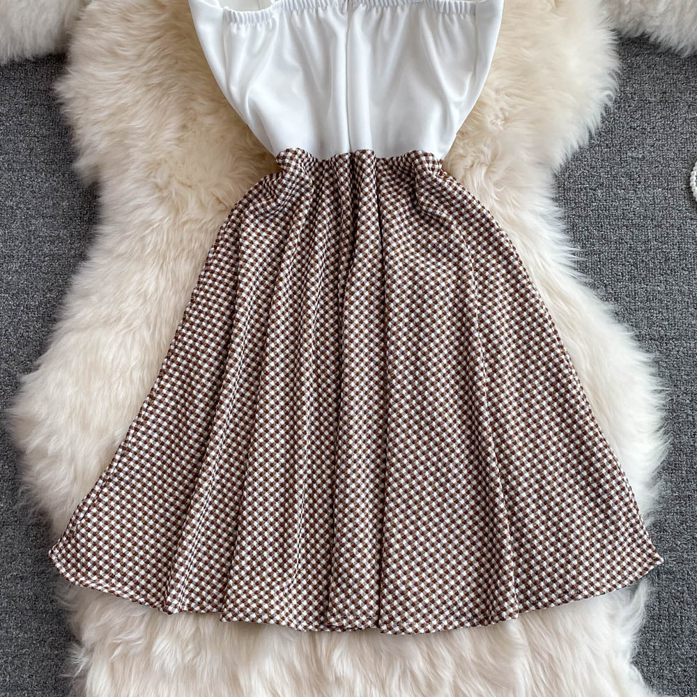 Lovely Spliced A Line Spaghetti Dress Fashion Dress RF0129