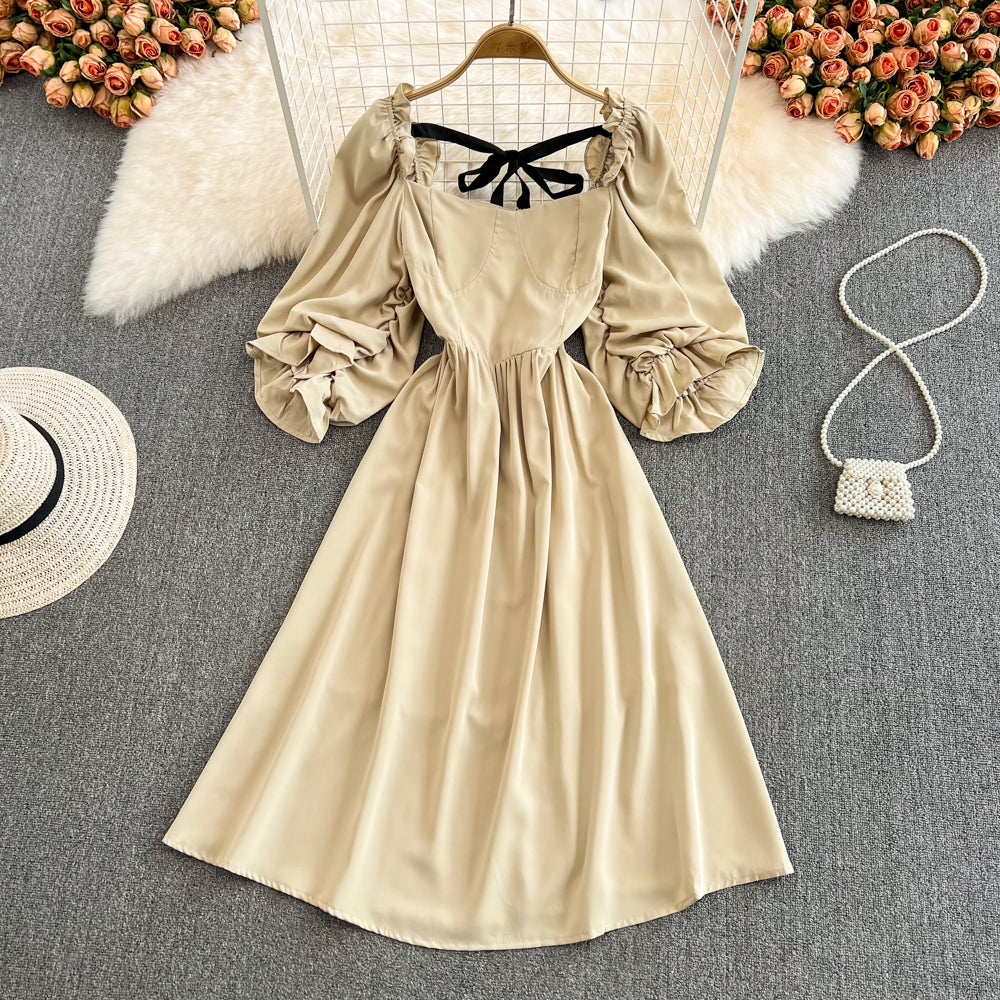 Cute Bow Puff Sleeve Dress RF0127