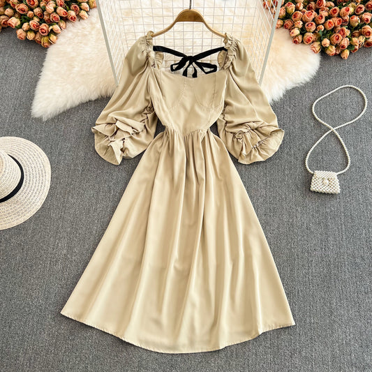 Cute Bow Puff Sleeve Dress RF0127