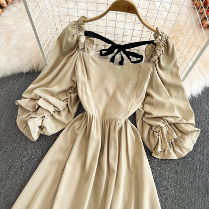 Cute Bow Puff Sleeve Dress RF0127