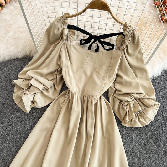 Cute Bow Puff Sleeve Dress RF0127
