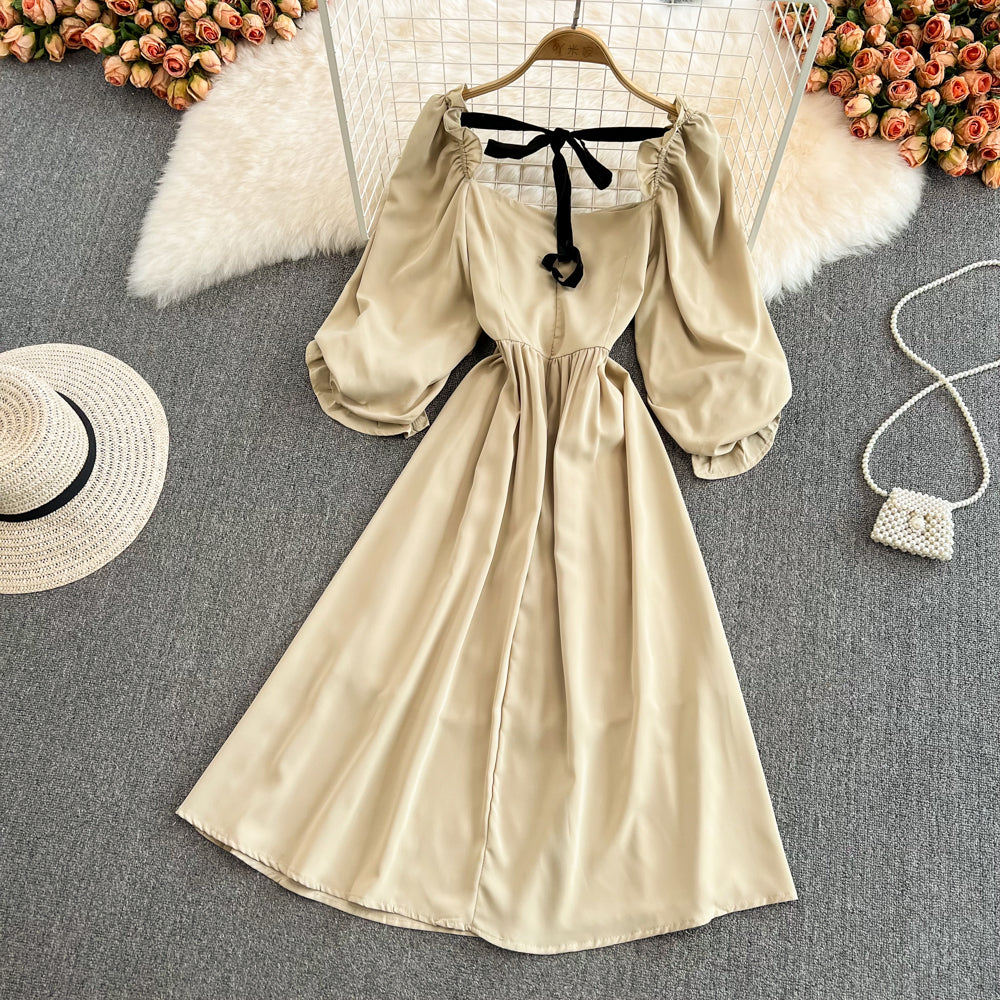 Cute Bow Puff Sleeve Dress RF0127