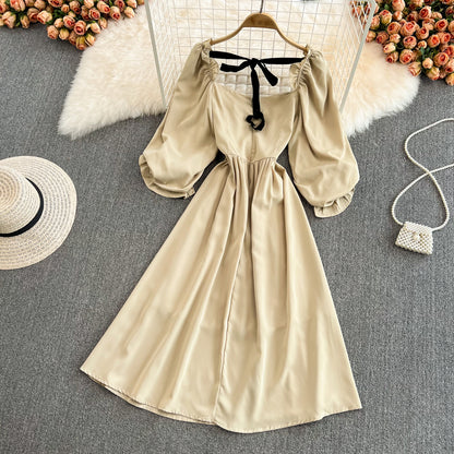 Cute Bow Puff Sleeve Dress RF0127