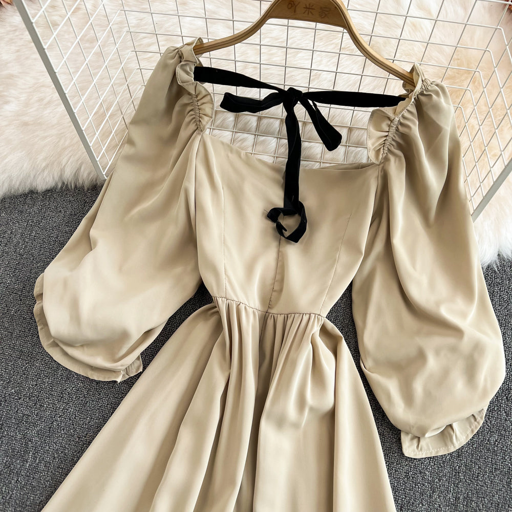 Cute Bow Puff Sleeve Dress RF0127
