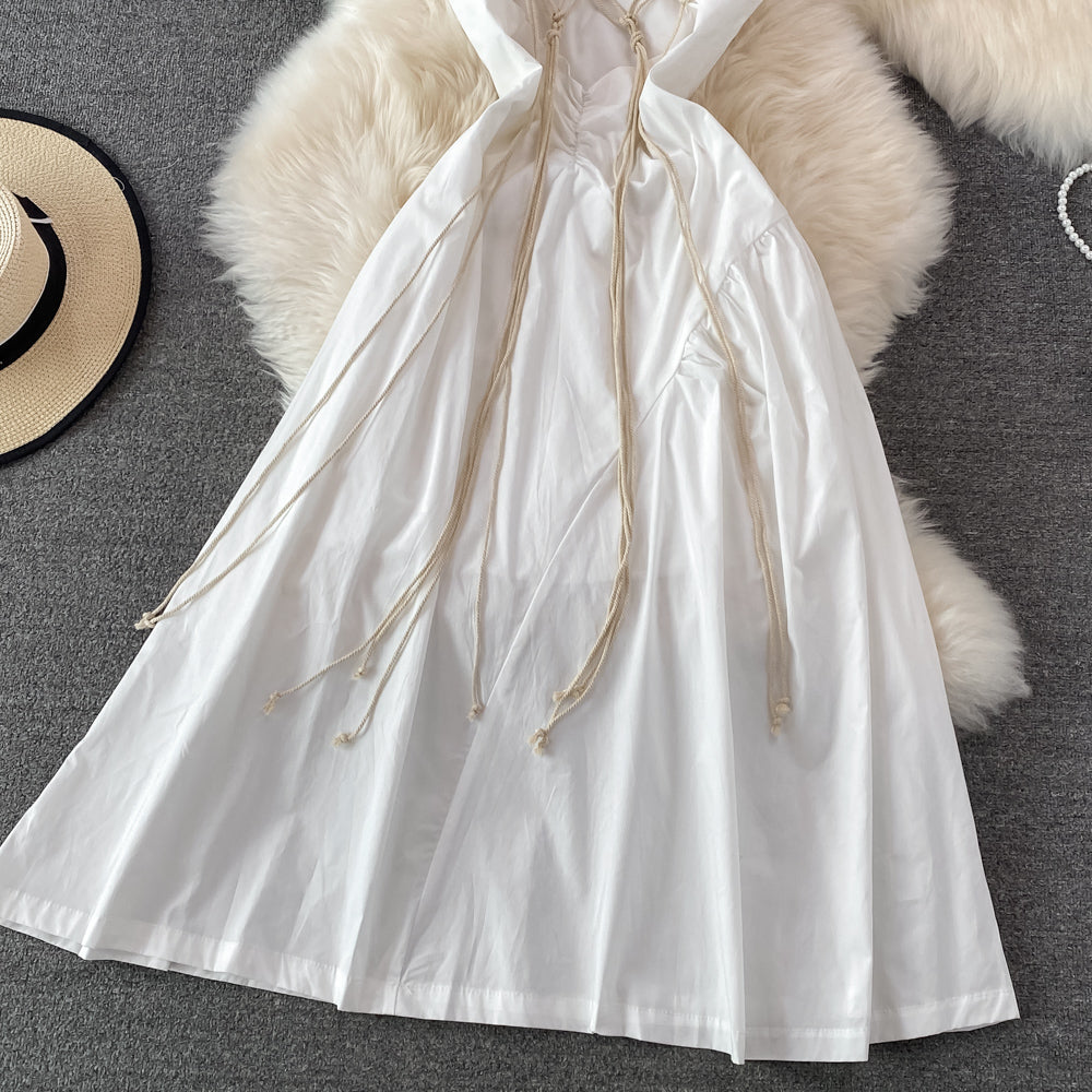 White A Line Backless Short Dress Fashion Dress RF0122
