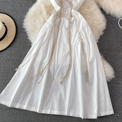 White A Line Backless Short Dress Fashion Dress RF0122