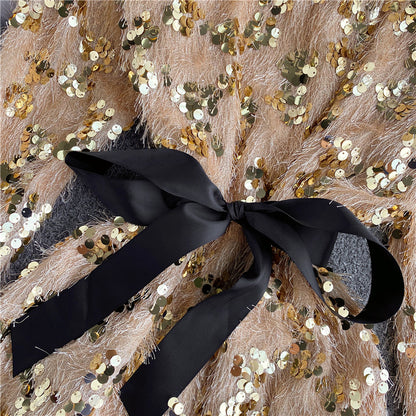Cute Sequins Short Dress Long Sleeve Fashion Dress RF0120