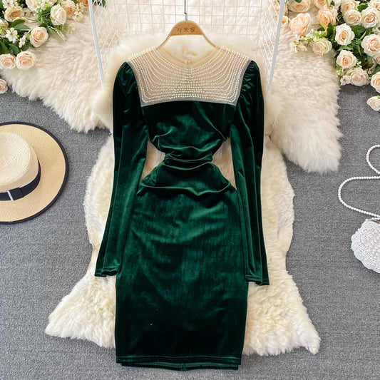 Cute Velvet Long Sleeve Dress Fashion Dress RF0119